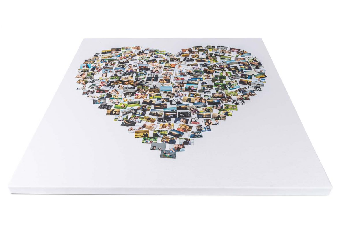 Fotocollage Leinwand Herz Collage mit eigenen Fotos | Geschenkideen Pimavo